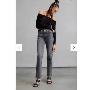 AG Adriano‎ Goldschmied Alexxis Straight High Rise Jeans Black 25R BKS1979BTDSON